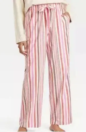 Auden NWT Women's Pink Striped Flannel Sleep Pants Size S thumbnail 1