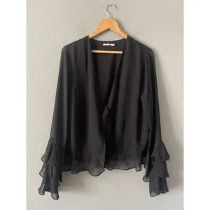 Tularosa Winnie Womens Black Ruffle Sleeve Blouse thumbnail 6