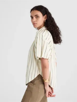NWT Madewell Striped Puff Sleeve Button Front Blouse Medium Cotton Top thumbnail 9