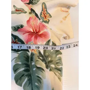 Iolani Hawaii Vintage‎ Tropical Floral Rayon Jacquard Midi Dress XL Cream Pink thumbnail 6
