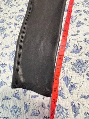 SPANX Black Faux Leather Leggings Pants Womens Sz XL Shape Wear Slimming Stretch thumbnail 7