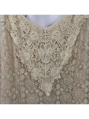 Flying Tomato Cream Crochet Lace Maxi Dress Size Medium thumbnail 4