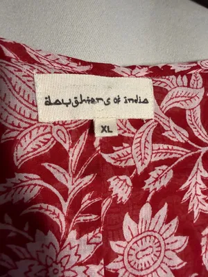 Daughters of India Kyra Mini Dress‎ Saffron Red White Floral Size XL thumbnail 4