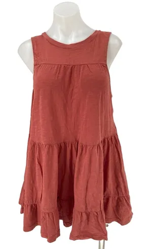Anthropologie Georgia Pink Tiered Babydoll Sleeveless Casual Tunic Top Size L thumbnail 1