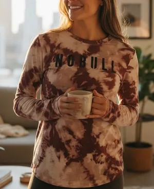 NOBULL Women's‎ Long Sleeve Burgundy Tie-Dye Top thumbnail 1