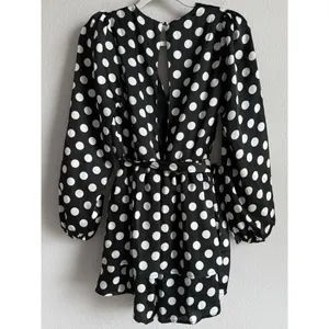 Lulus Women’s Polka Dots Satin Ruffled Romper‎ Elegant Glam Cocktail Size Small thumbnail 13