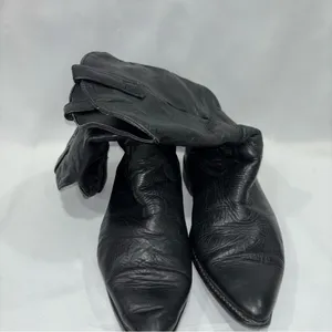 Slouch Soft Leather Cowboy Boots Black Size 8.5 thumbnail 9