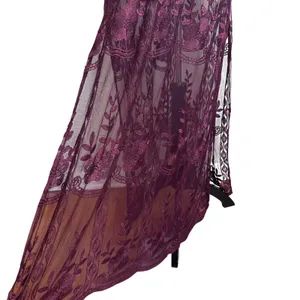 Haute Monde Plum Purple Floral Lace Deep V-Neck Boho Maxi‎ Romper Dress Small thumbnail 4