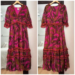 NWT Farm Rio Croco Short Sleeve Maxi Dress Printed Vacation Summer thumbnail 2