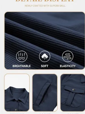 Eytino Women's Plus Size Long Sleeve Button Down Navy Blue Corduroy Jacket NEW thumbnail 9