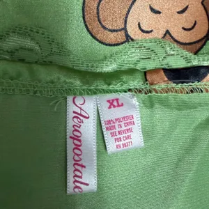 Y2K Aeropostale Monkey Print Satin Lace Trim Cami Tank Top XL Green Kawaii thumbnail 6
