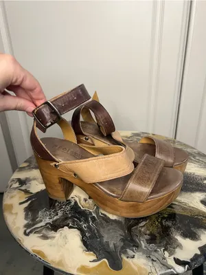BED|STÜ Sophie Leather Wooden Platform Heeled Sandals thumbnail 8