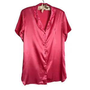 Vintage Victoria's Secret 80s Gold Label Button Satin Pajama Sleep Shirt Petite‎ thumbnail 2