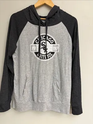 Chicago White Sox Women’s Raglan Hooded Pullover - Grey/Charcoal size L thumbnail 1
