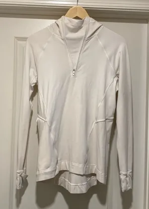 Lululemon warm stabilizer 1/2 zip hoodie Size 6 Cream Athleisure Athletic thumbnail 1
