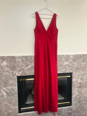 Reformation Elaina Satin Red Midi Dress thumbnail 3