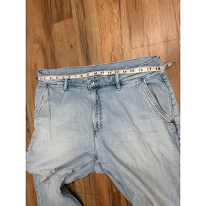 UNIQLO U Jeans XL Light Wash Wide Leg Baggy Relaxed Japanese Denim thumbnail 8