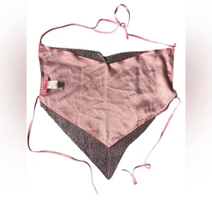 BACKLESS HALTER TOP MADE OF METAL MESH - Pink thumbnail 3