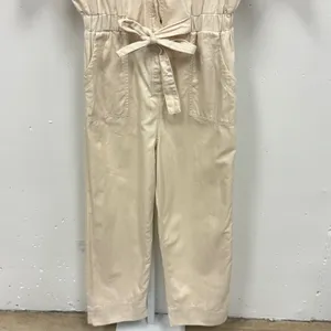 Universal Thread Cotton Utility Carpenter Jumpsuit 8 Short Sleeve Belted Cream thumbnail 5