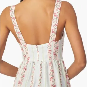 WeWoreWhat Corset Midi Dress, Victorian Floral Stripe/ Rosewood Multi, size M NW thumbnail 3