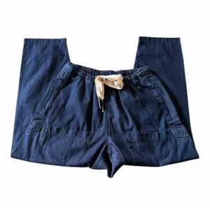 Sandrine Rose NWT Dark Indigo Denim Cargo Crop Pants Drawstring Small thumbnail 8