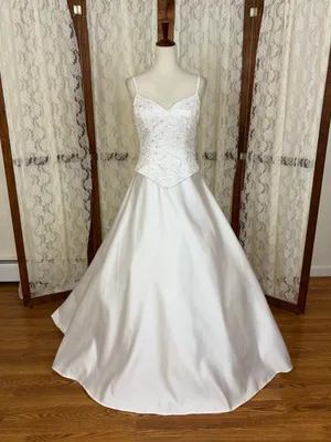 Beautiful Vintage 90s White Satin Wedding Gown thumbnail 1