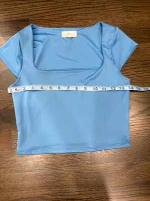Live in the Moment Top Square Neck Crop Blue thumbnail 2