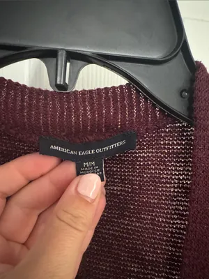 American Eagle Outfitters Burgundy Cardigan with Pockets and Button Closure thumbnail 2