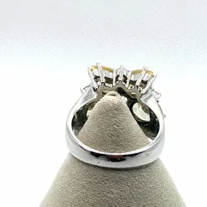 CWE Sterling Silver 925 Glass Flower Cluster Ring Yellow & Clear Statement Ring thumbnail 7