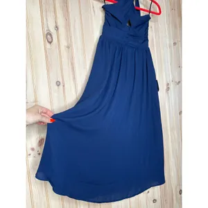 NWT Lulus Emrah Navy Cross-Front Cutout Halter Midi Dress Party Gala Banquet XS thumbnail 5