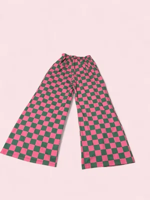 Jade by Jane Watermelon Sugar Wide-Leg Checkerboard Pants in Pink & Green thumbnail 2