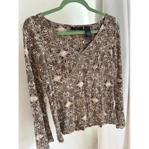 Axcess Brown Paisley Vintage Long Sleeve Top thumbnail 5