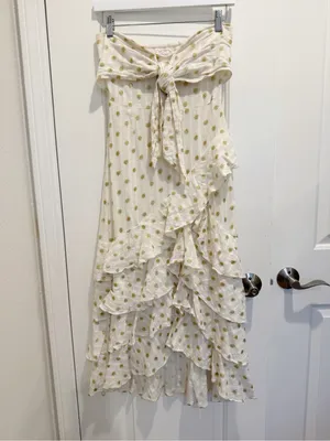 SUNDRESS ILanila Midi Dress Dubai Coconut Strapless Ruffle Skirt Gold Stars thumbnail 3