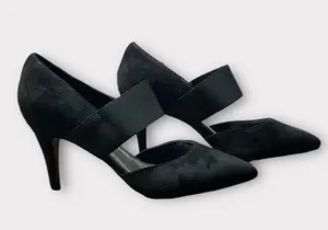 Women’s Impo Stretch Black Suede Kitten Heel Shoes Size 8 Pointed Toe thumbnail 4