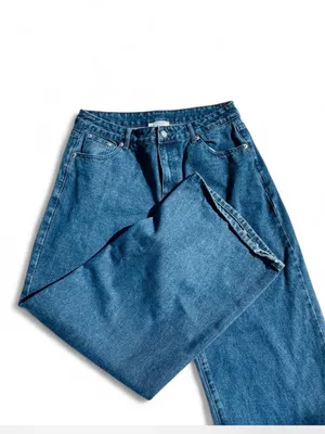 ASPHALT Wide Leg Jeans Large Blue Denim High Rise 90s‎ Wide Leg Vintage Wash L thumbnail 7