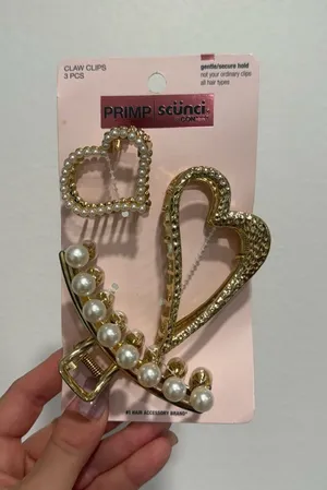 Primp Scunci by Conair Pearl Hair Claw Clips 3 pcs thumbnail 1