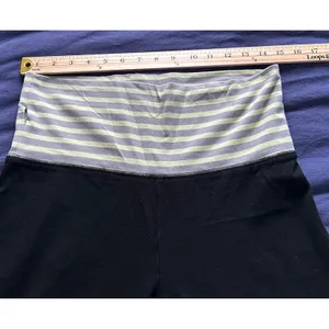 Mossimo Supply Co Womens Black Leggings Striped Fold Over Waist Size Medium thumbnail 7