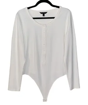 Banana Republic Scoop Back Thong Bodysuit-Light Cream Size XL thumbnail 1