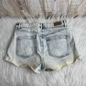 Garage Retro High Waist Acid Wash Denim Shorts Rolled Cuff‎ Distressed Size 1 thumbnail 2