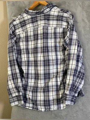 Ridgetcut toughwear women Blue and‎ White Plaid Button-Up Shirt size X Large thumbnail 7