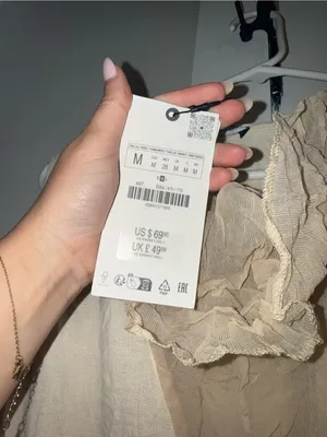 Zara Beige Draped Sleeveless Maxi Dress crinkle cut texture thumbnail 3