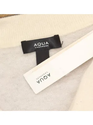 Aqua Womens 100% Cashmere V Neck Sweater V11599 Ivory Off White S thumbnail 5