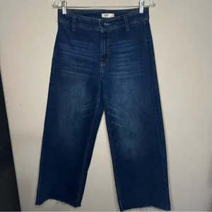 OAT New York High‎ Rise Wide Leg Raw Hem Cropped Denim Jeans thumbnail 3