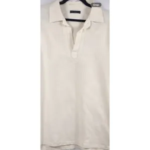 Banana Republic Cream Linen Blend Embroidered Split Neck Tunic Top‎ Womens L thumbnail 2