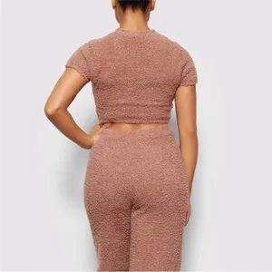 SKIMS Cozy Knit Cropped T-Shirt Rose Clay thumbnail 2