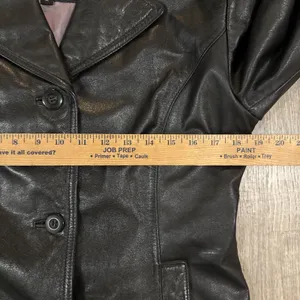 Wilsons Leather Women's Black Three Button Genuine Leather Coat Jacket M Y2k thumbnail 5