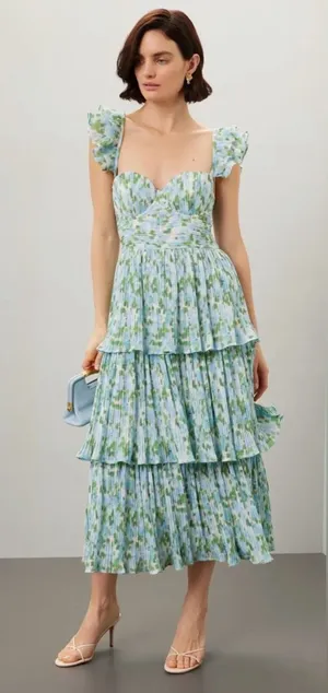 Rachel Parcell Dress Floral Midi Tiered thumbnail 1