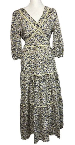 Baltic Born Fall Print Midi/Maxi Camel Floral‎ Womens Size Small Romantic Flowy thumbnail 1