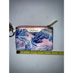 Lily Pulitzer ID Case Keychain wallet travel Hot Pink & Blue thumbnail 4