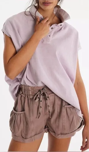 NWT Free People We The Free Keep On Polo - Brush Lilac purple - medium thumbnail 1